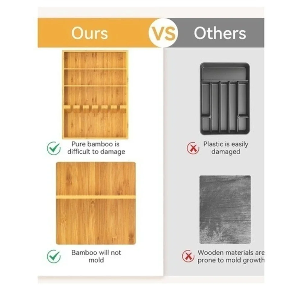 Yofidra pure  bamboo silverware drawer‎